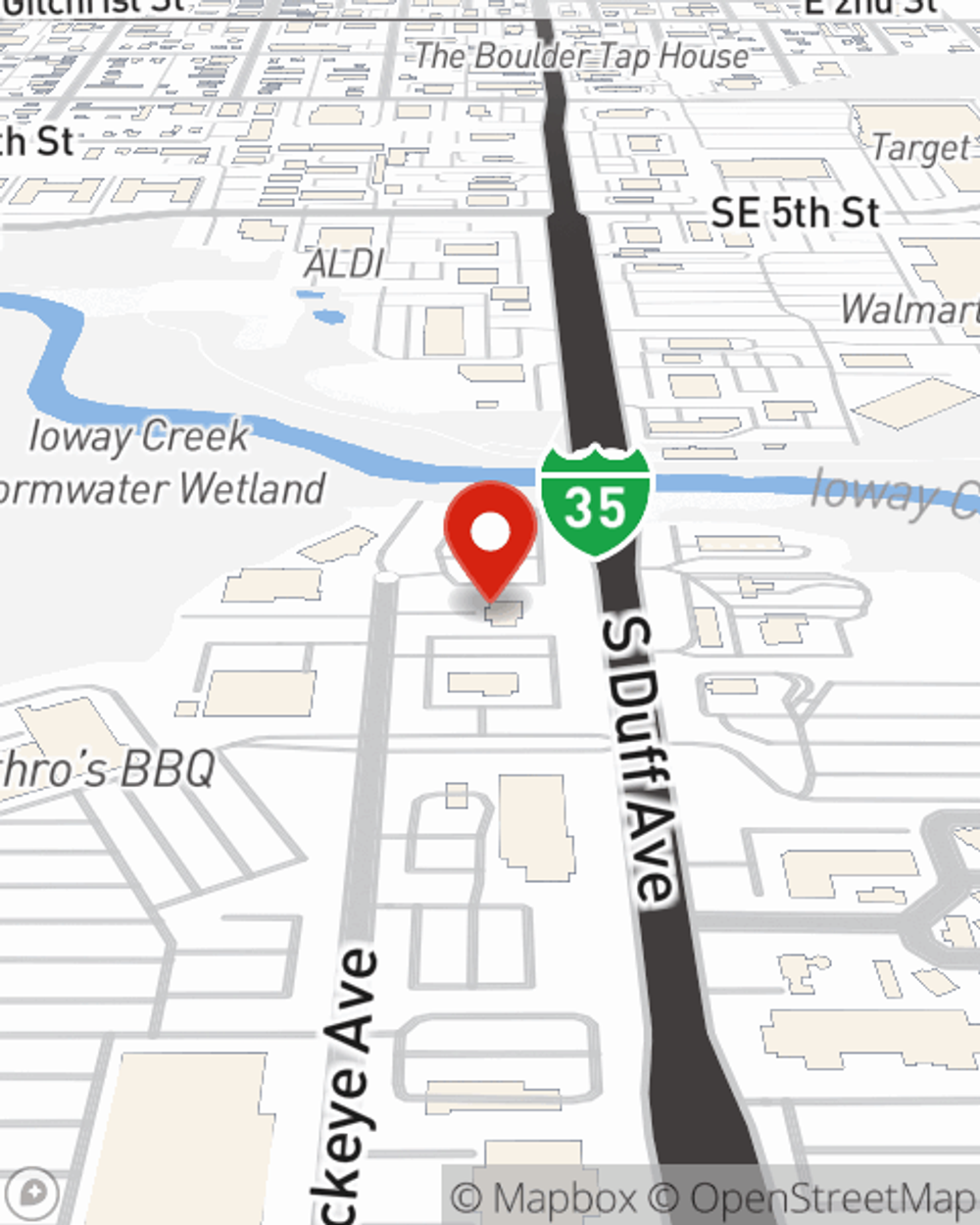 Map showing State Farm Agent Pat Brown's office at 1112 Buckeye Ave, PO Box 2204, Ames, IA