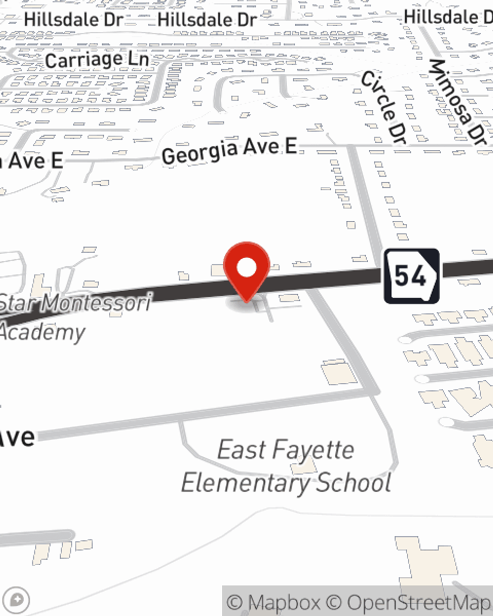 Map showing State Farm Agent Chris Hernandez's office at 545 East Lanier Avenue, Fayetteville, GA