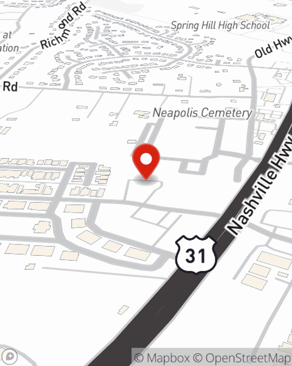 Map showing State Farm Agent Anthony Brown's office at 2400A Arden Village Dr, Columbia, TN