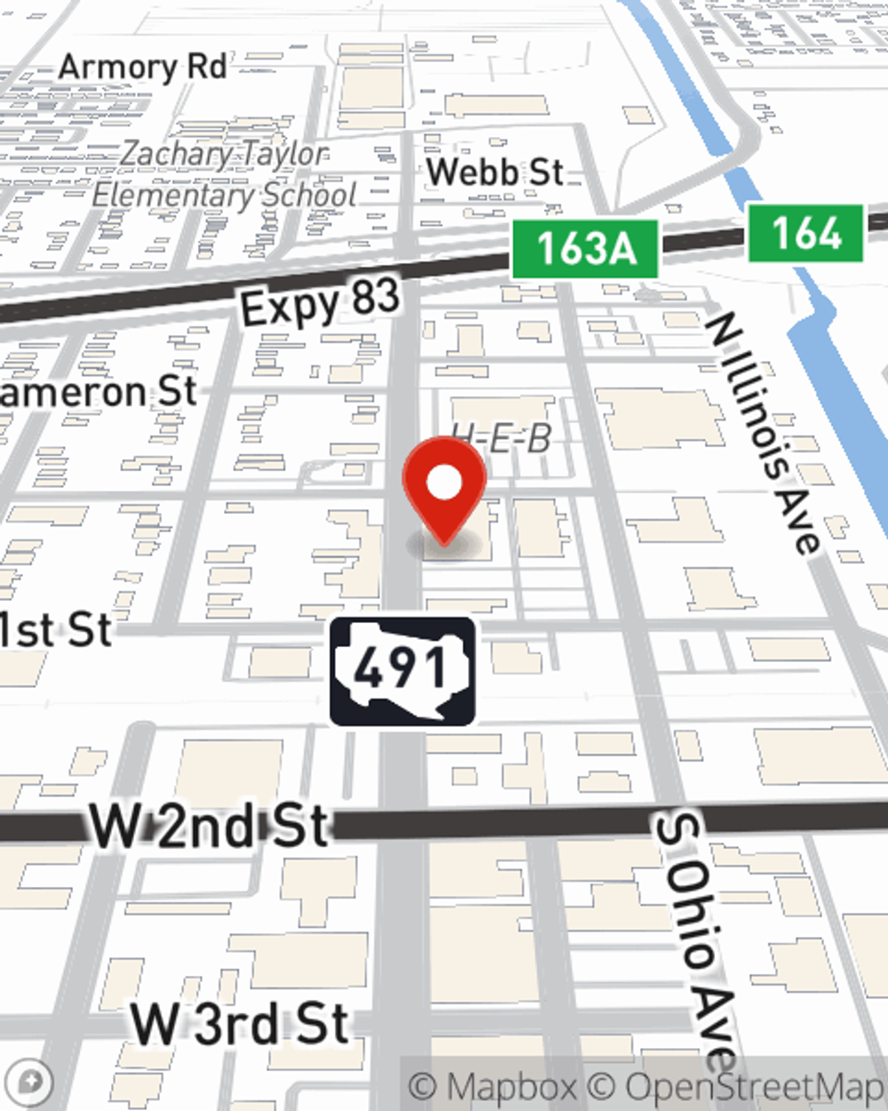 Map showing State Farm Agent Rick Armendariz's office at 131 N. Texas Ave., Mercedes, TX