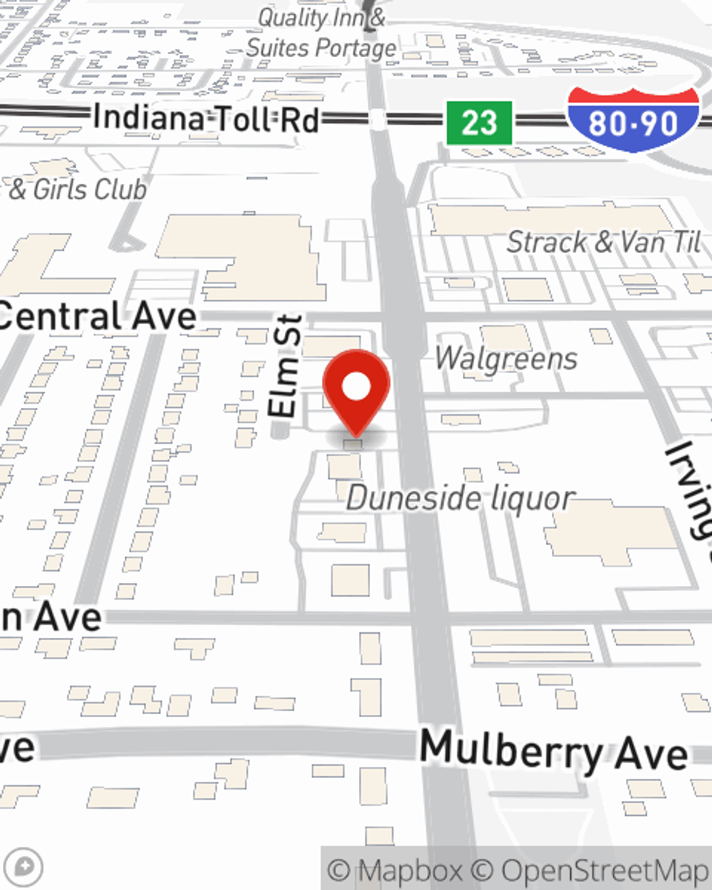 Map showing State Farm Agent Ana Gutierrez's office at 2684 Willowcreek Rd, Portage, IN
