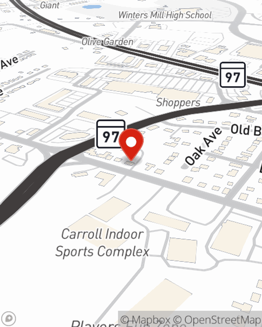 Map showing State Farm Agent Tim Hopkins's office at 510 Old Westminster Pike, Westminster, MD