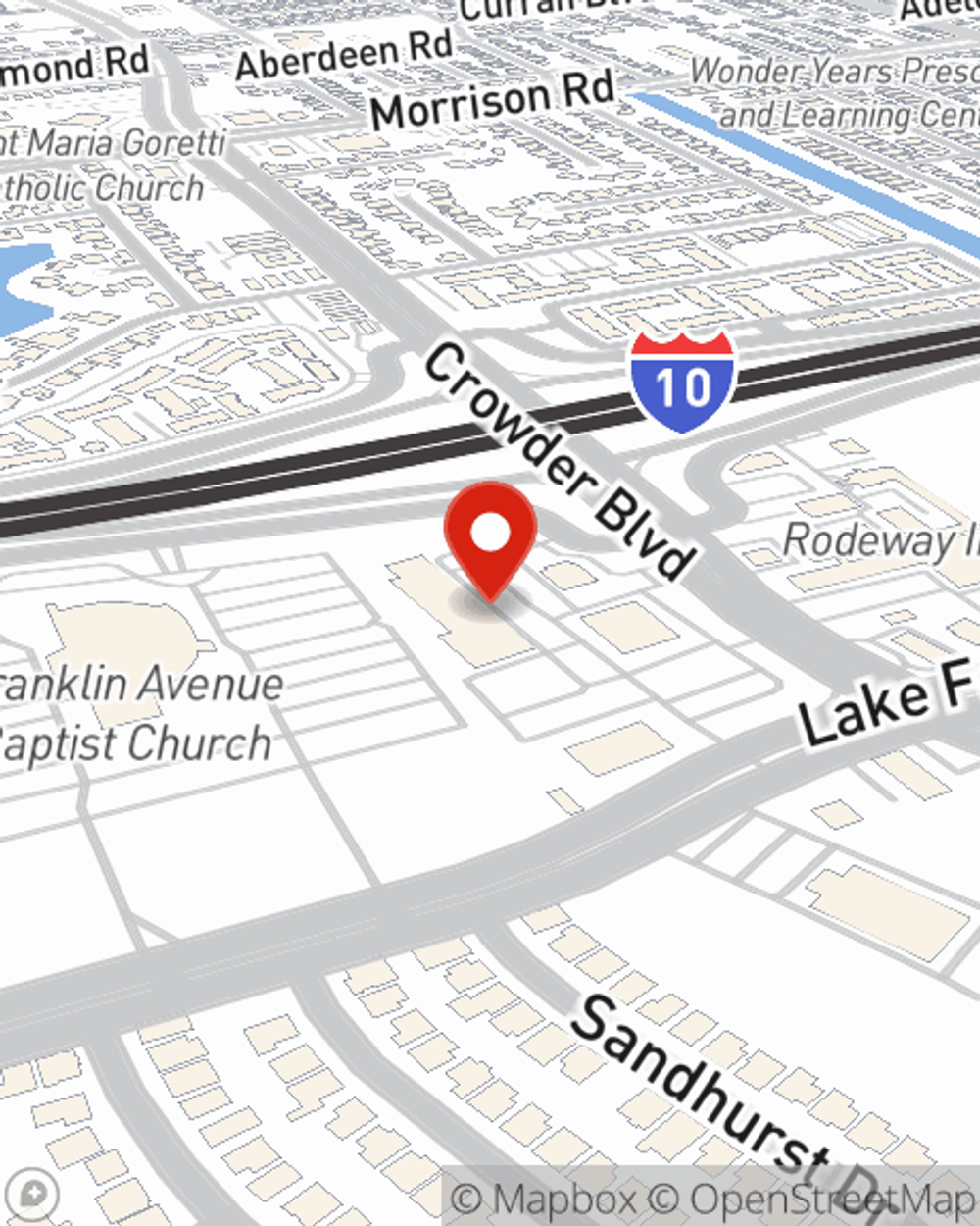 Map showing State Farm Agent Reggie Grace's office at 5790 Crowder Blvd Suite C2, New Orleans, LA