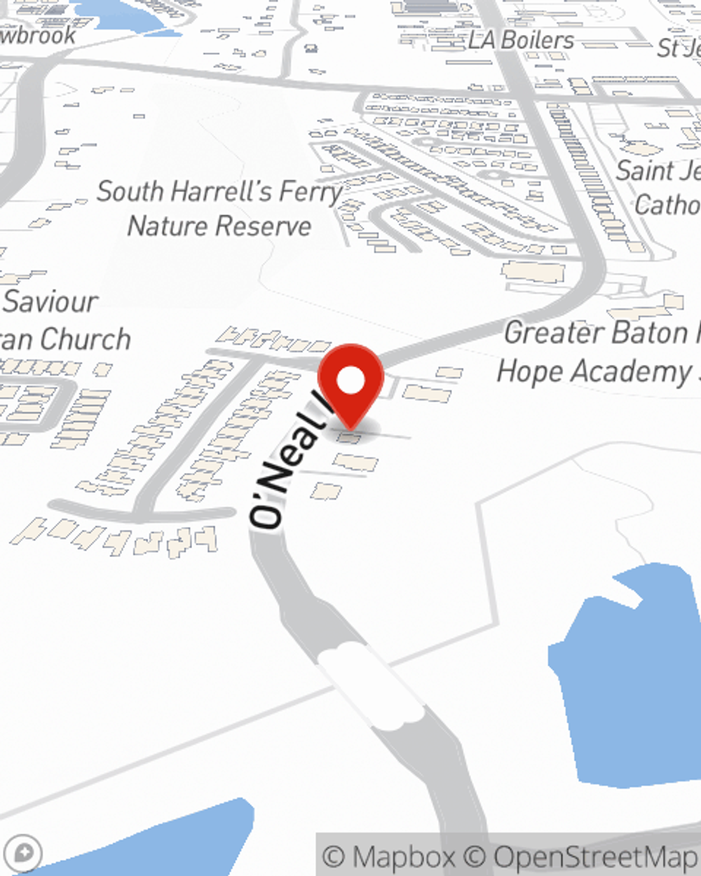 Map showing State Farm Agent Drew Dileo's office at 3955 O'Neal Lane, Baton Rouge, LA