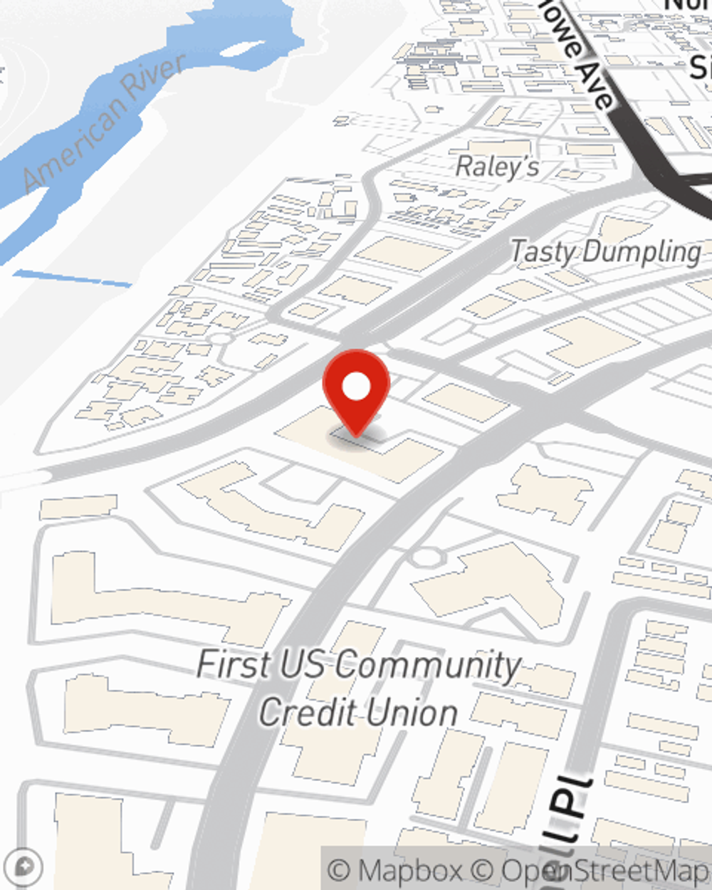 Map showing State Farm Agent Greg Lauck's office at 455 University Avenue, Suite 270, Sacramento, CA