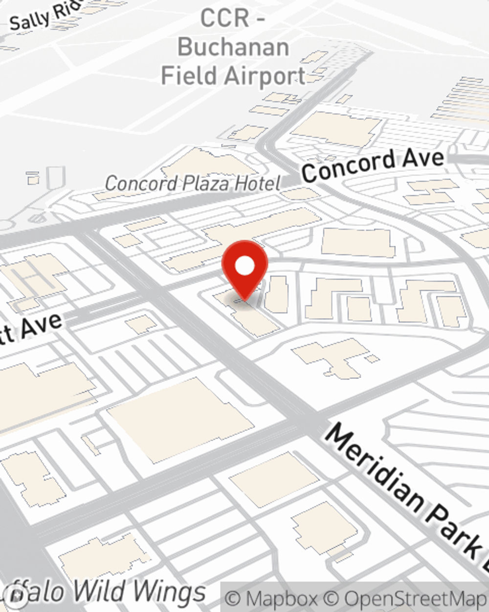 Map showing State Farm Agent Ben Carr's office at 2190 Meridian Park Blvd Suite G, Concord, CA