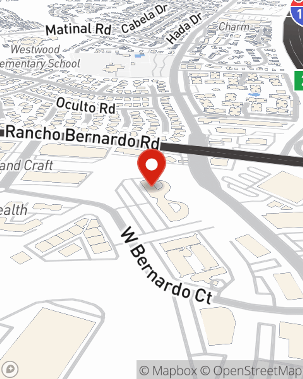 Map showing State Farm Agent Ronald Wang's office at 11440 W Bernardo Ct. #208, San Diego, CA