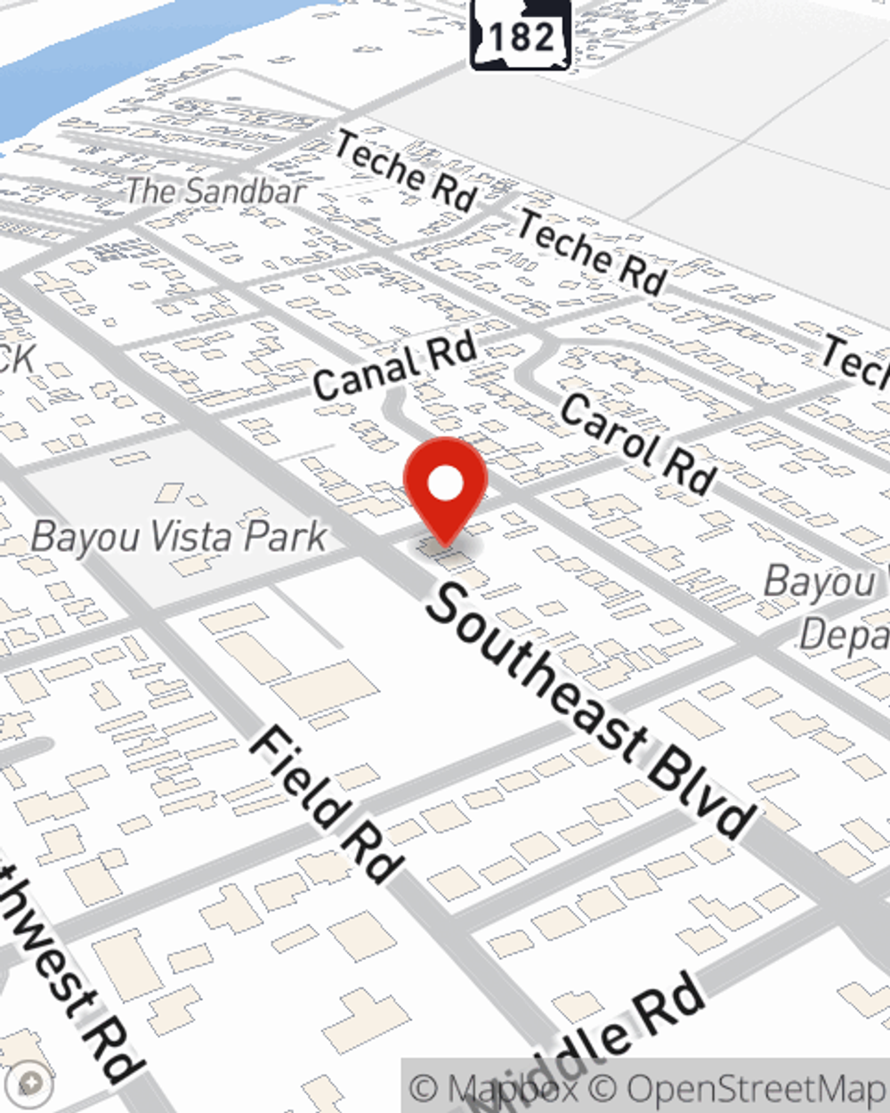 Map showing State Farm Agent John Cart's office at 409 Southeast Blvd, Morgan City, LA