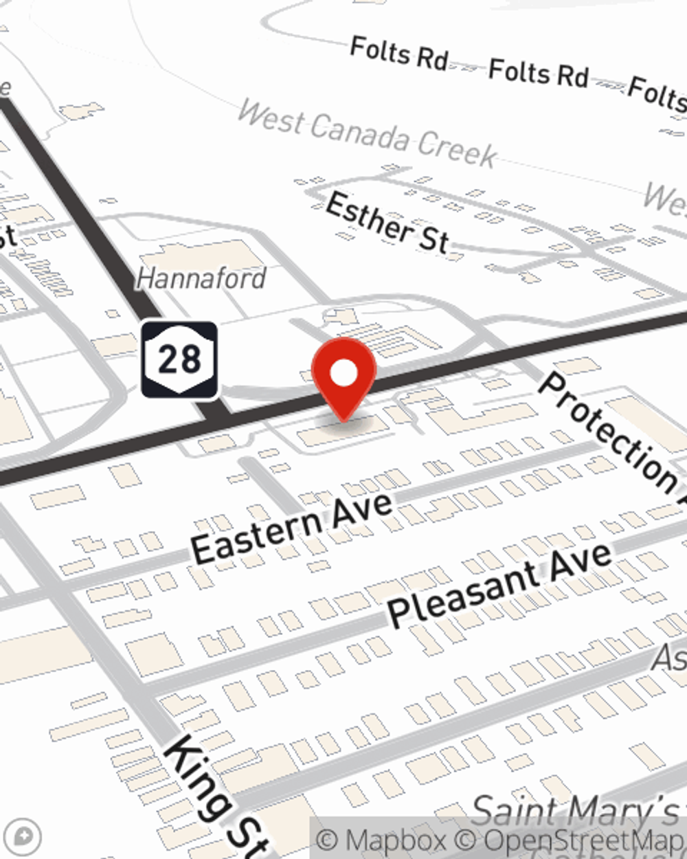 Map showing State Farm Agent Jasmin Arias's office at 338 E State Street # A, Herkimer, NY