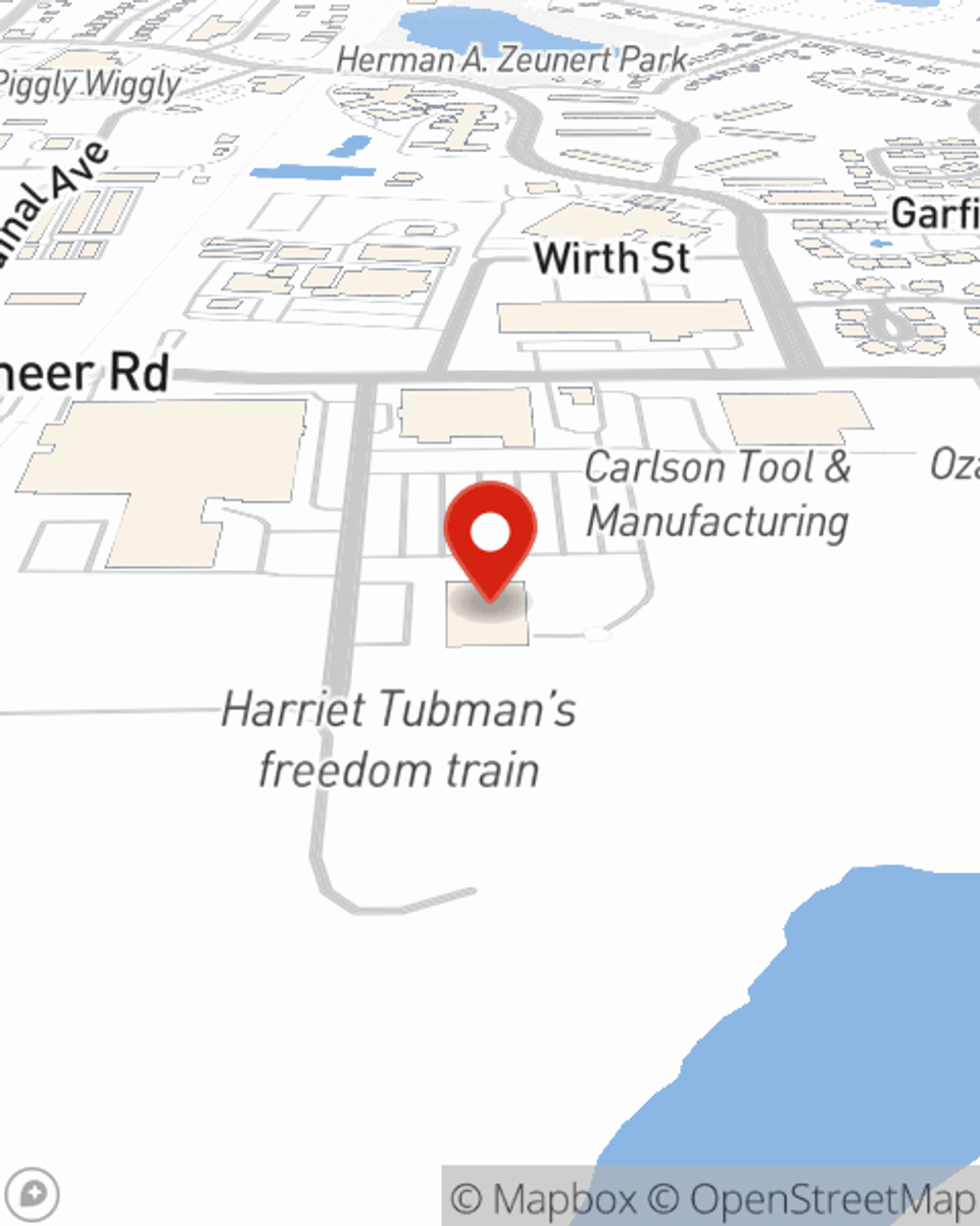 Map showing State Farm Agent Cate Albin's office at W57N14280 Doerr Way Suite 107 Cedarburg, WI