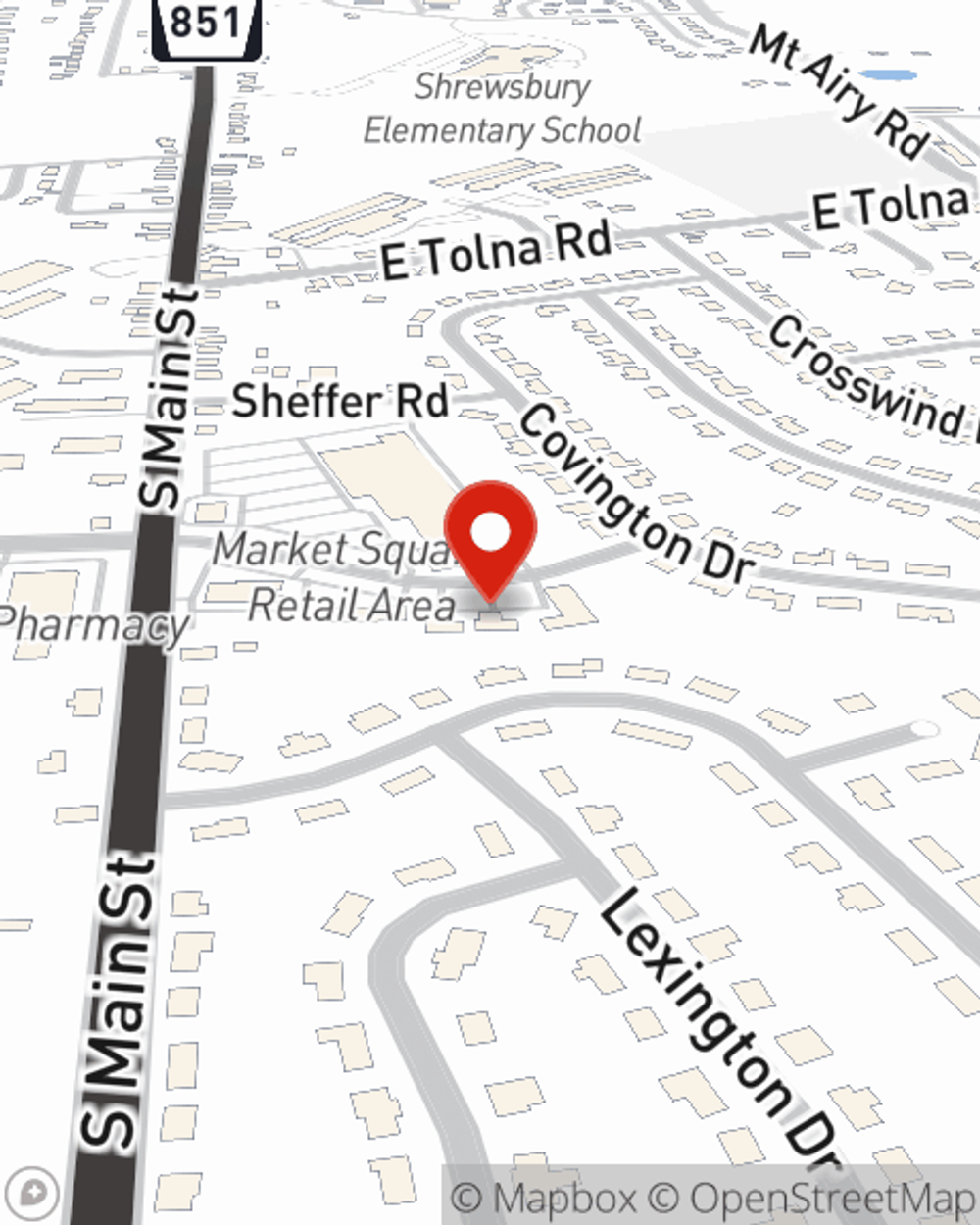 Map showing State Farm Agent Jeff Nelson's office at 39 Old Farm Lane, Shrewsbury, PA