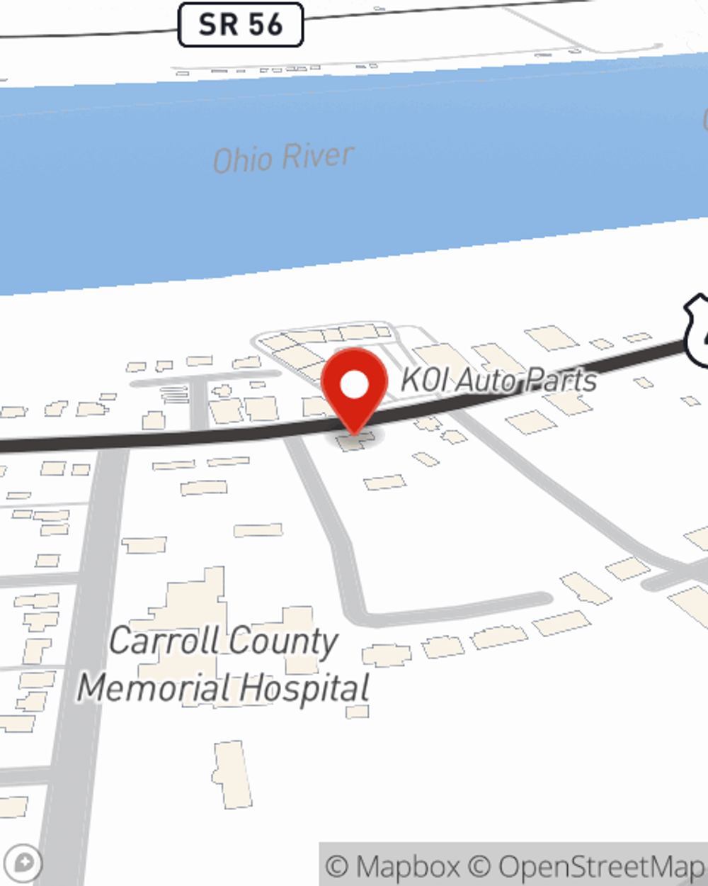 Map showing State Farm Agent Mark Smith's office at 1206 Highland Avenue, Carrollton, KY