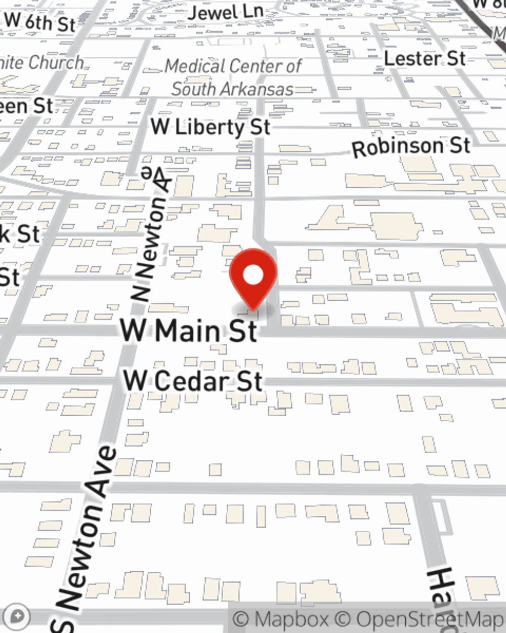 Map showing State Farm Agent Jason Hardy's office at 600 W Main Street El Dorado, AR
