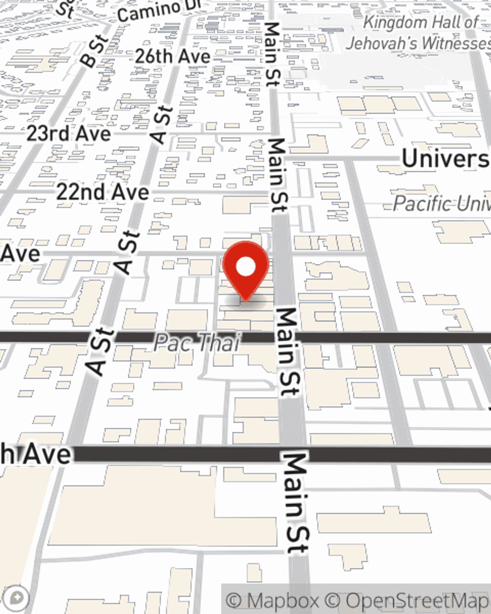 Map showing State Farm Agent Sandy Monterroza's office at 2012 Main St, Forest Grove, OR