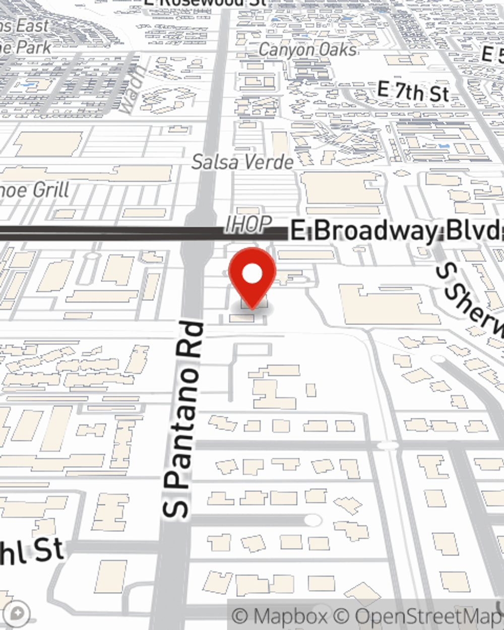 Map showing State Farm Agent Al Vasey's office at 101 S. Pantano Road, Tucson, AZ