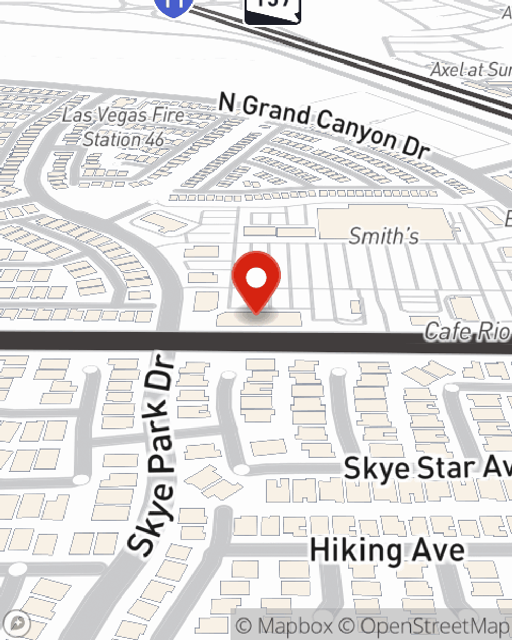 Map showing State Farm Agent Stephanie Keven's office at 9800 W SKYE CANYON PARK DR, STE 140, Las Vegas, NV