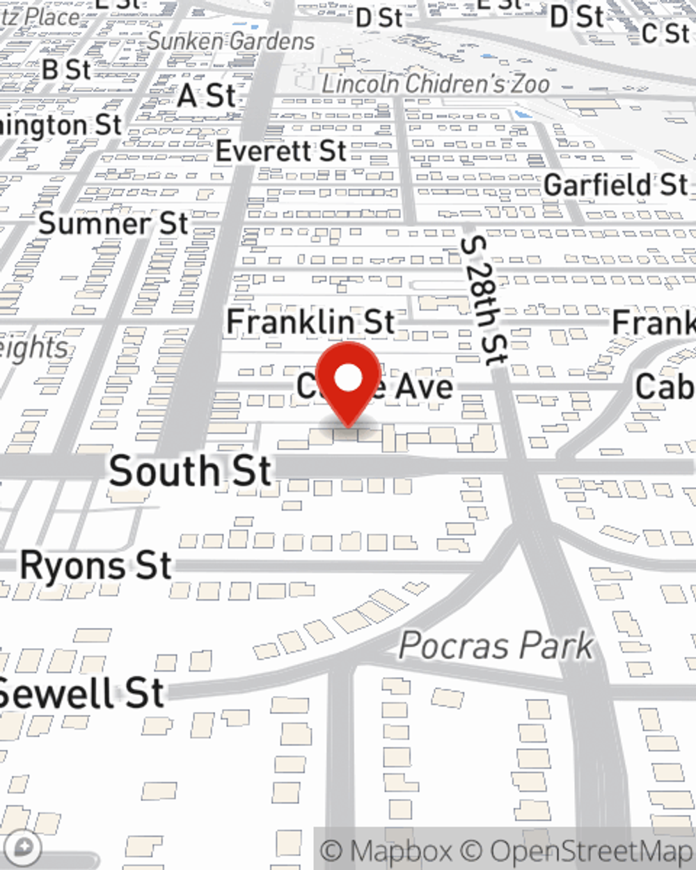 Map showing State Farm Agent Kyson Denker's office at 2121 Winthrop Road, Lincoln, NE