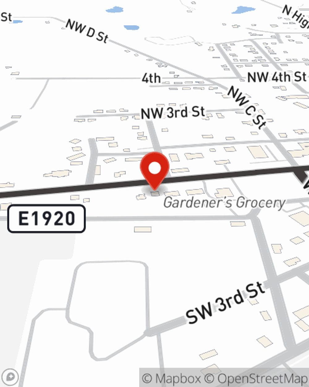 Map showing State Farm Agent Cameron Goodwin's office at 325 W. Main St., Antlers, OK