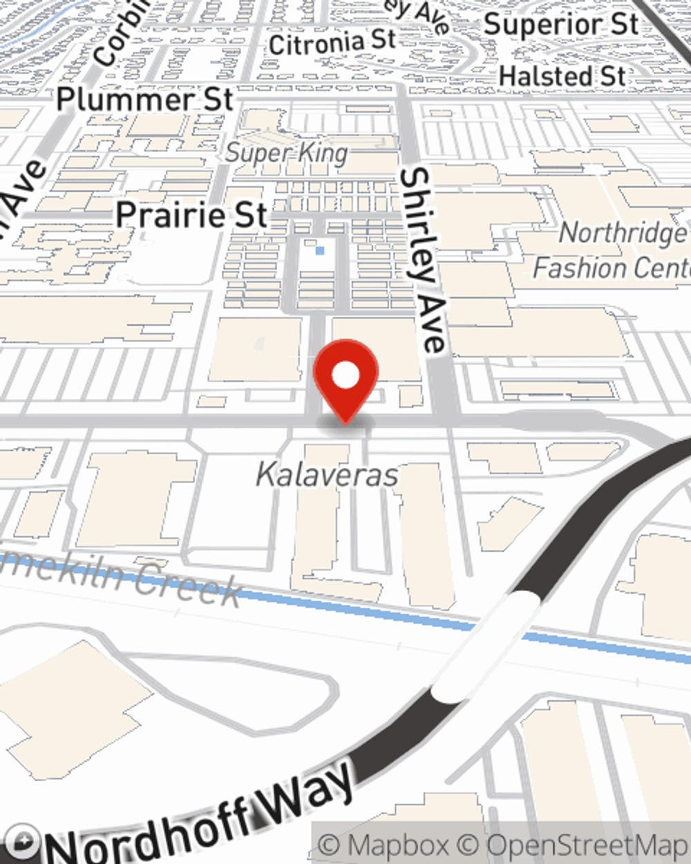 Map showing State Farm Agent Leslie York's office at 19524 Nordhoff Street, Suite 8A, Northridge, CA