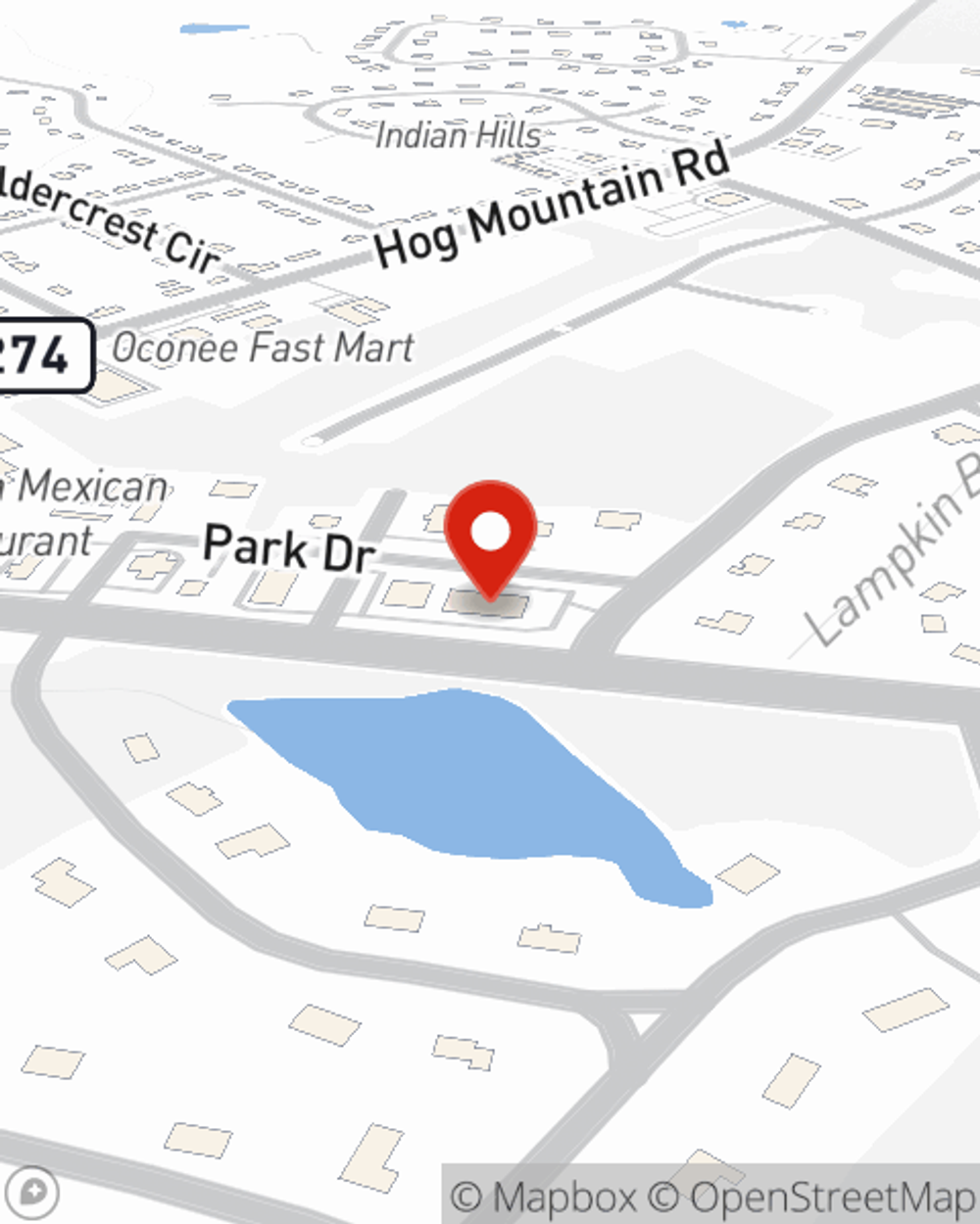 Map showing State Farm Agent Chris Thomas's office at 1011 Stonebridge Parkway, Suite 104, Watkinsville, GA
