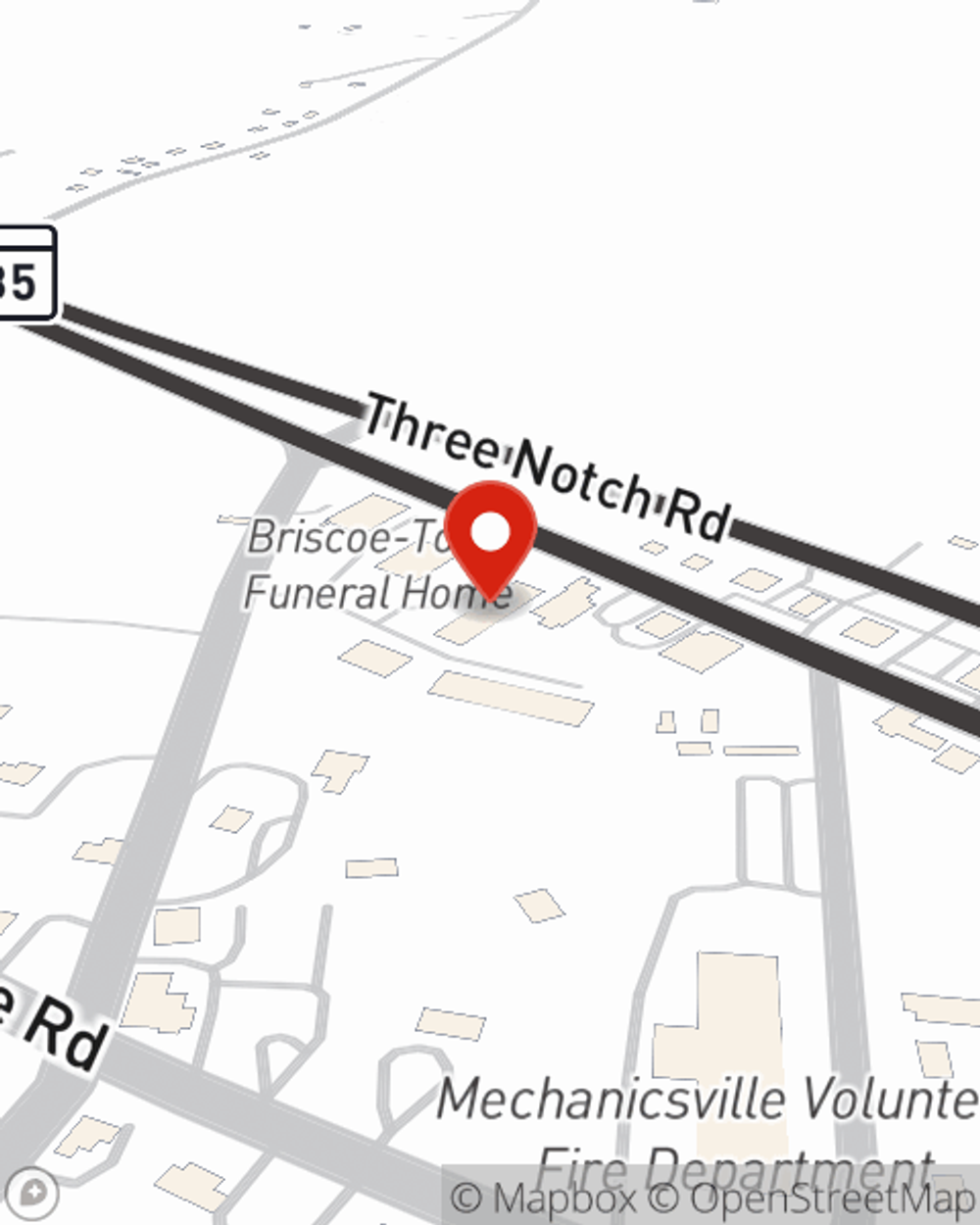 Map showing State Farm Agent Kelli Dyer's office at 28103 Three Notch Road Suite 2D, Mechanicsville, MD