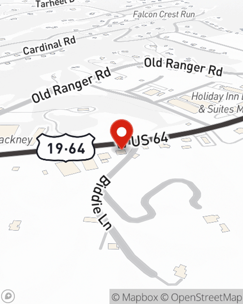 Map showing State Farm Agent Jim Miller's office at 1285 West US Hwy 64, Murphy, NC