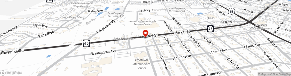 Map showing State Farm Agent AC Cruz's office at 1817 West Market St, Lewisburg, PA
