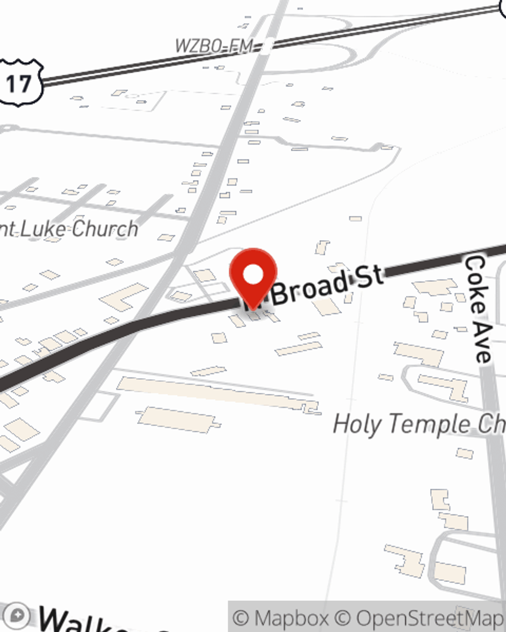 Map showing State Farm Agent Larry Spivey's office at 1106 North Broad St, PO Box 785, Edenton, NC