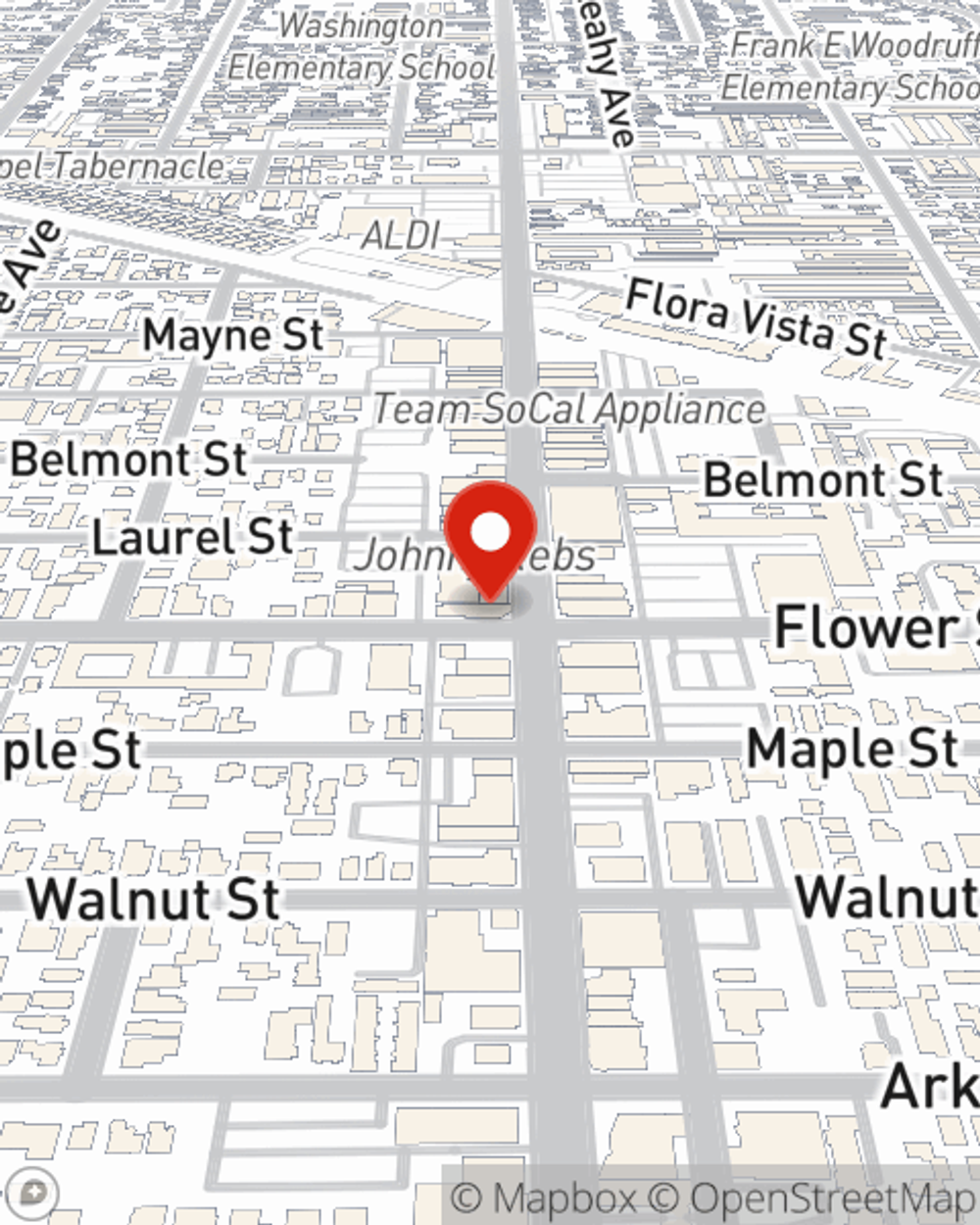Map showing State Farm Agent Eduardo Mendoza's office at 16731 Bellflower Blvd, Bellflower, CA