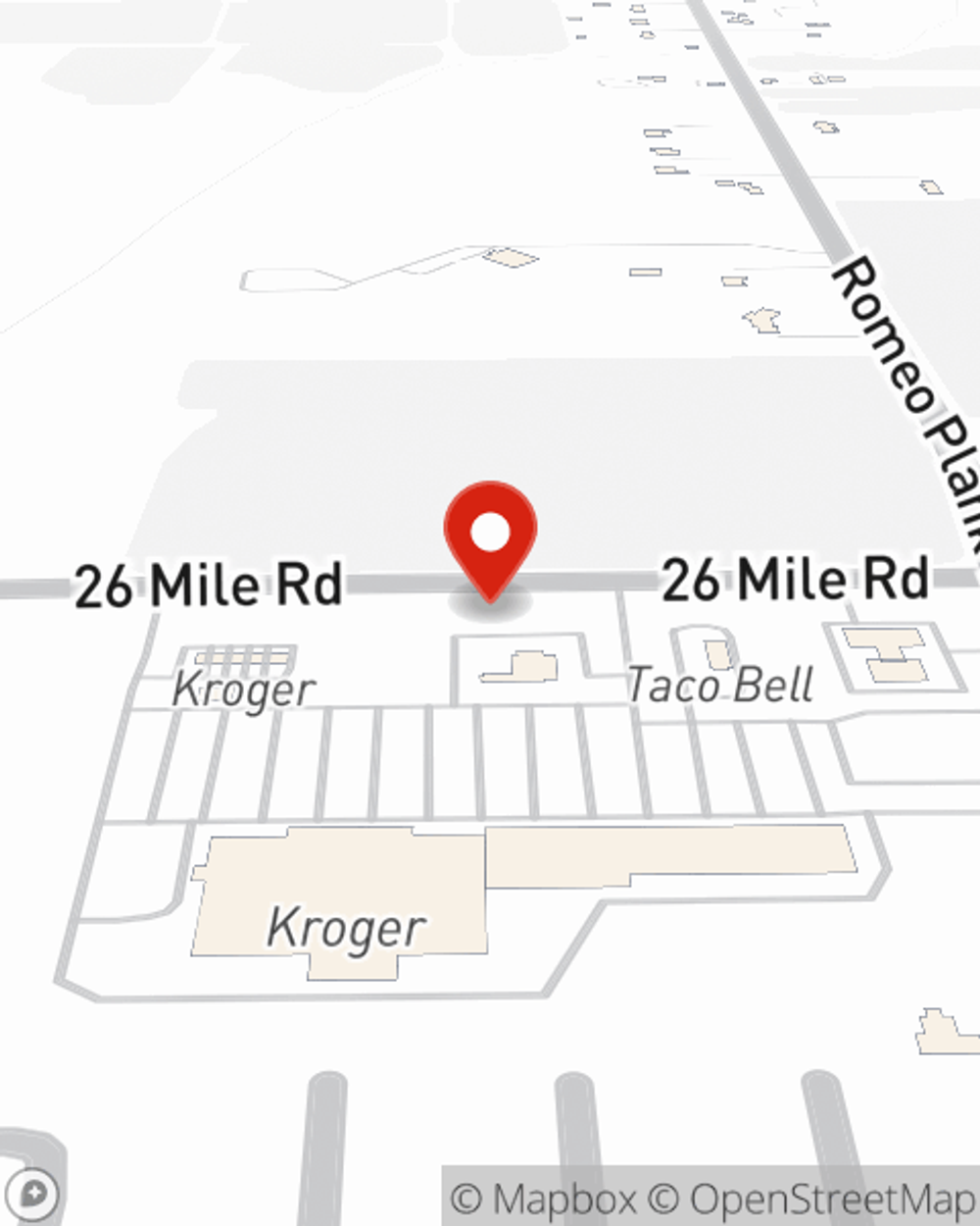 Map showing State Farm Agent Aaron Seitz's office at 16392 26 Mile Road, Macomb, MI