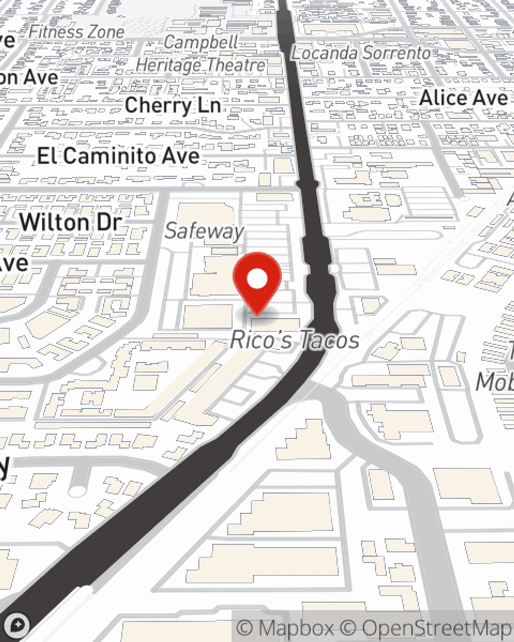 Map showing State Farm Agent John Wheeler's office at 2523 Winchester Blvd ste G, Campbell, CA