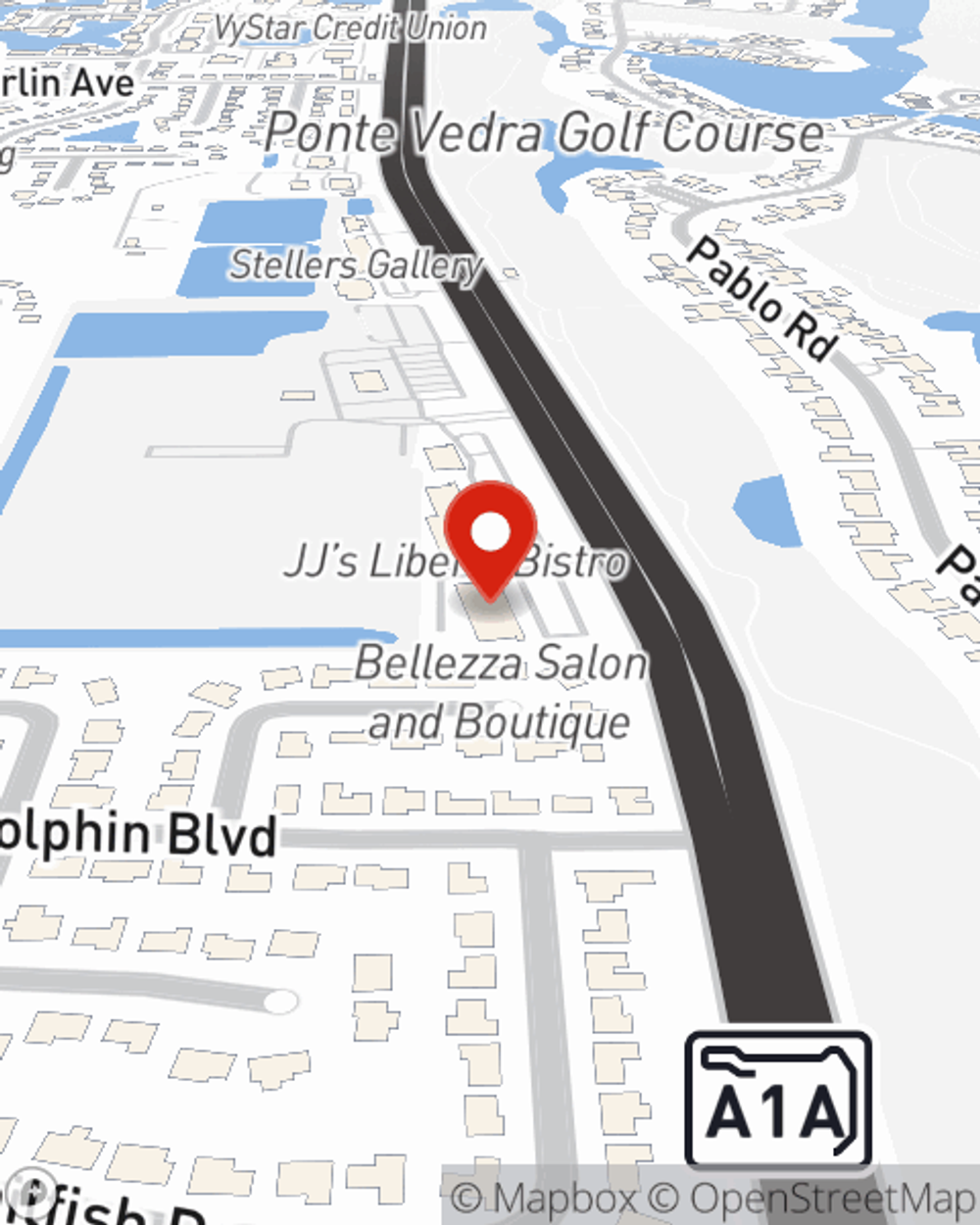 Map showing State Farm Agent Edie Williams's office at 330 A1A N, Suite 324, Ponte Vedra Beach, FL