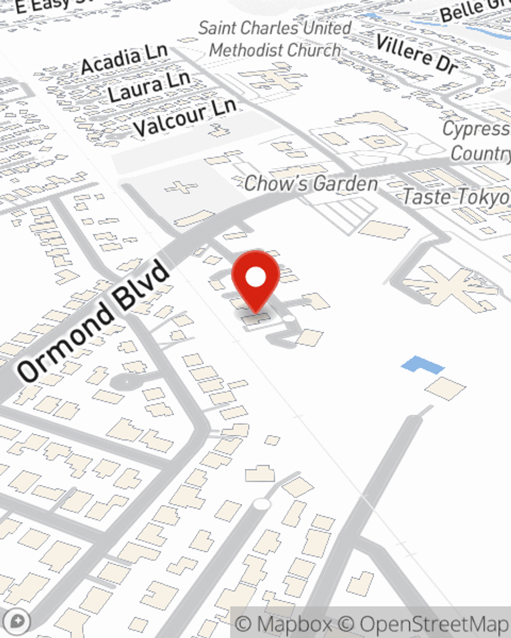 Map showing State Farm Agent Dustin Gaar's office at 8 Storehouse Ln, Ste C, Destrehan, LA