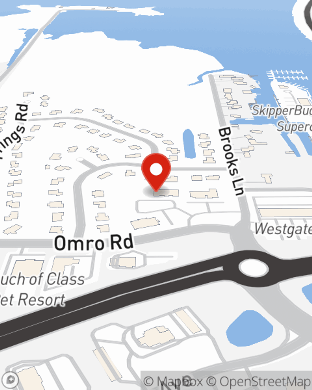 Map showing State Farm Agent Katie Coppersmith's office at 2210 Omro Rd., STE B, Oshkosh, WI