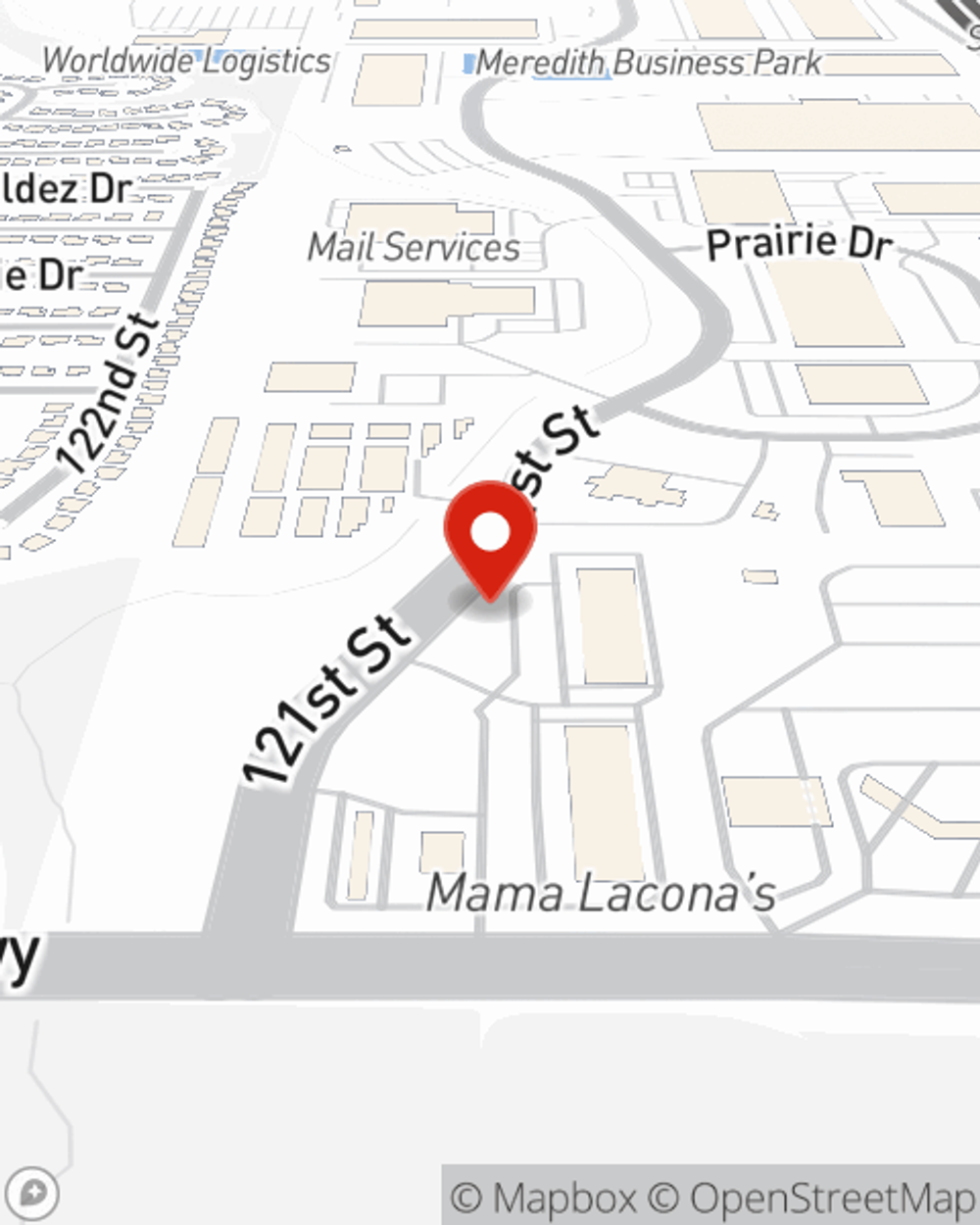 Map showing State Farm Agent Jim Bagbey's office at 3885 121st St, Urbandale, IA