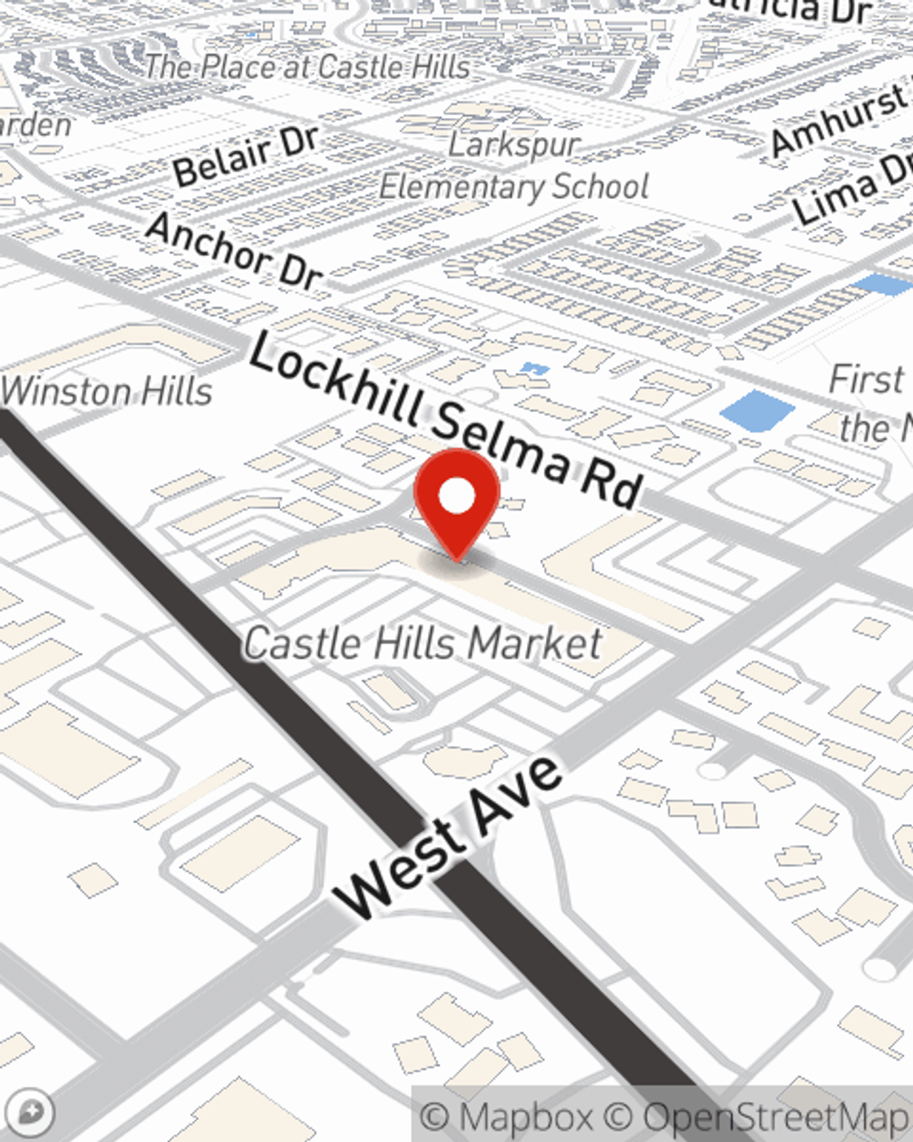 Map showing State Farm Agent Trey Solis's office at 2211 NW Military HWY STE 208, Castle Hills, TX