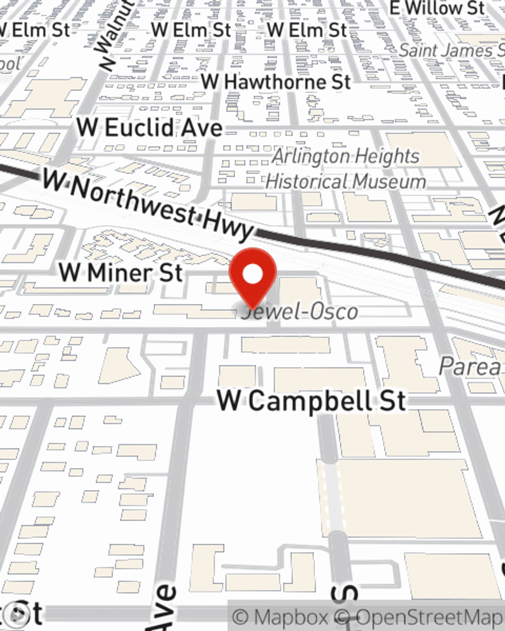 Map showing State Farm Agent Paul Panzica's office at 204 W Wing St, Arlington Heights, IL