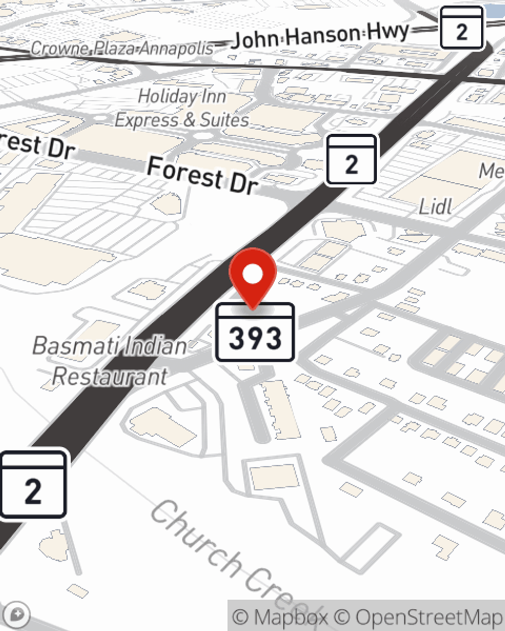 Map showing State Farm Agent Sean Garvey's office at 529 Benfield Road, Suite 200, Severna Park, MD