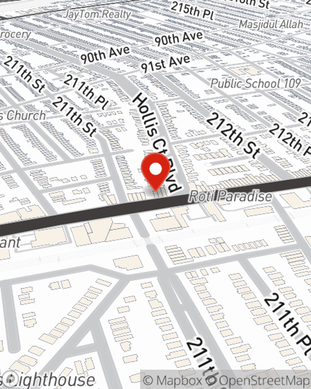 Map showing State Farm Agent Nadeem Moustafa's office at 21113 Jamaica Avenue Queens Village, NY