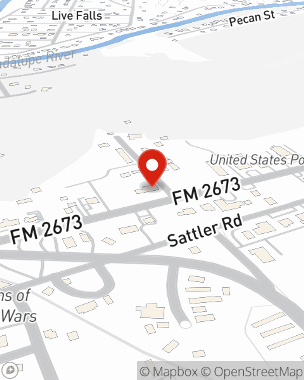 Map showing State Farm Agent Mitch Rhoades's office at 1482 Fm 2673, Canyon Lake, TX