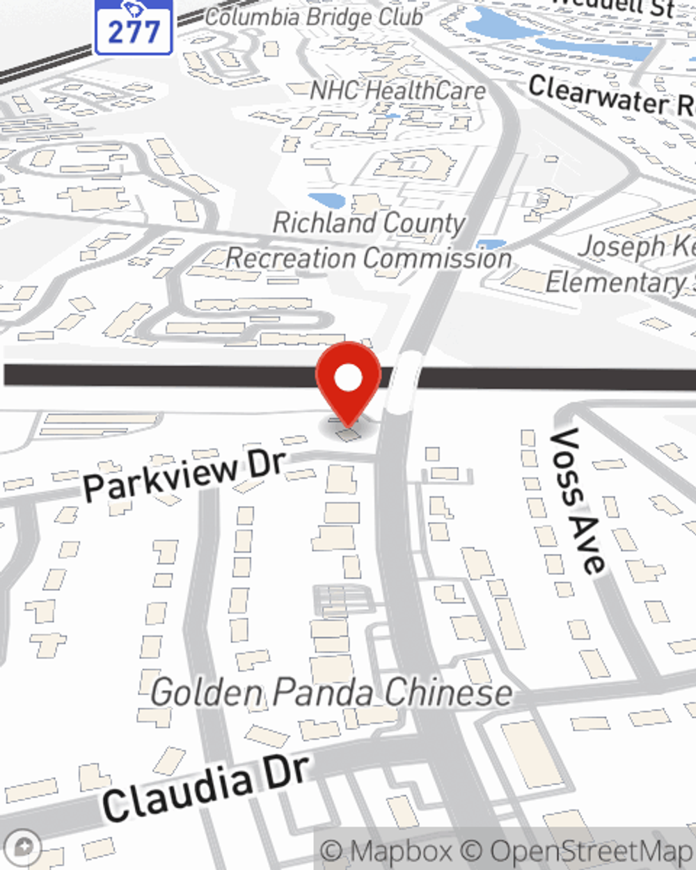 Map showing State Farm Agent Craig Plank's office at 7401 Parklane Rd, Columbia, SC