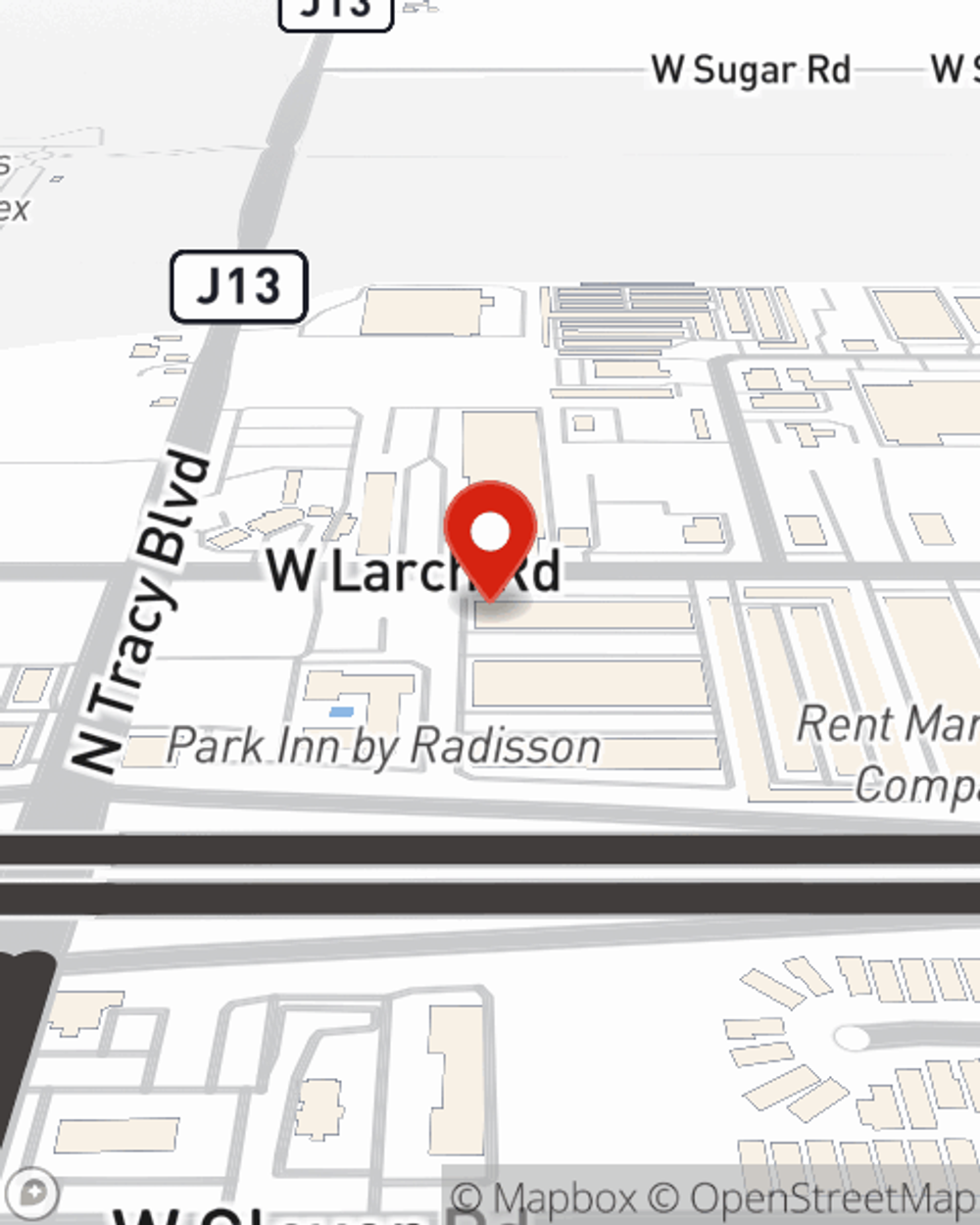 Map showing State Farm Agent Renee Davidson's office at 450 W. Larch Rd. Suite 4, Tracy, CA