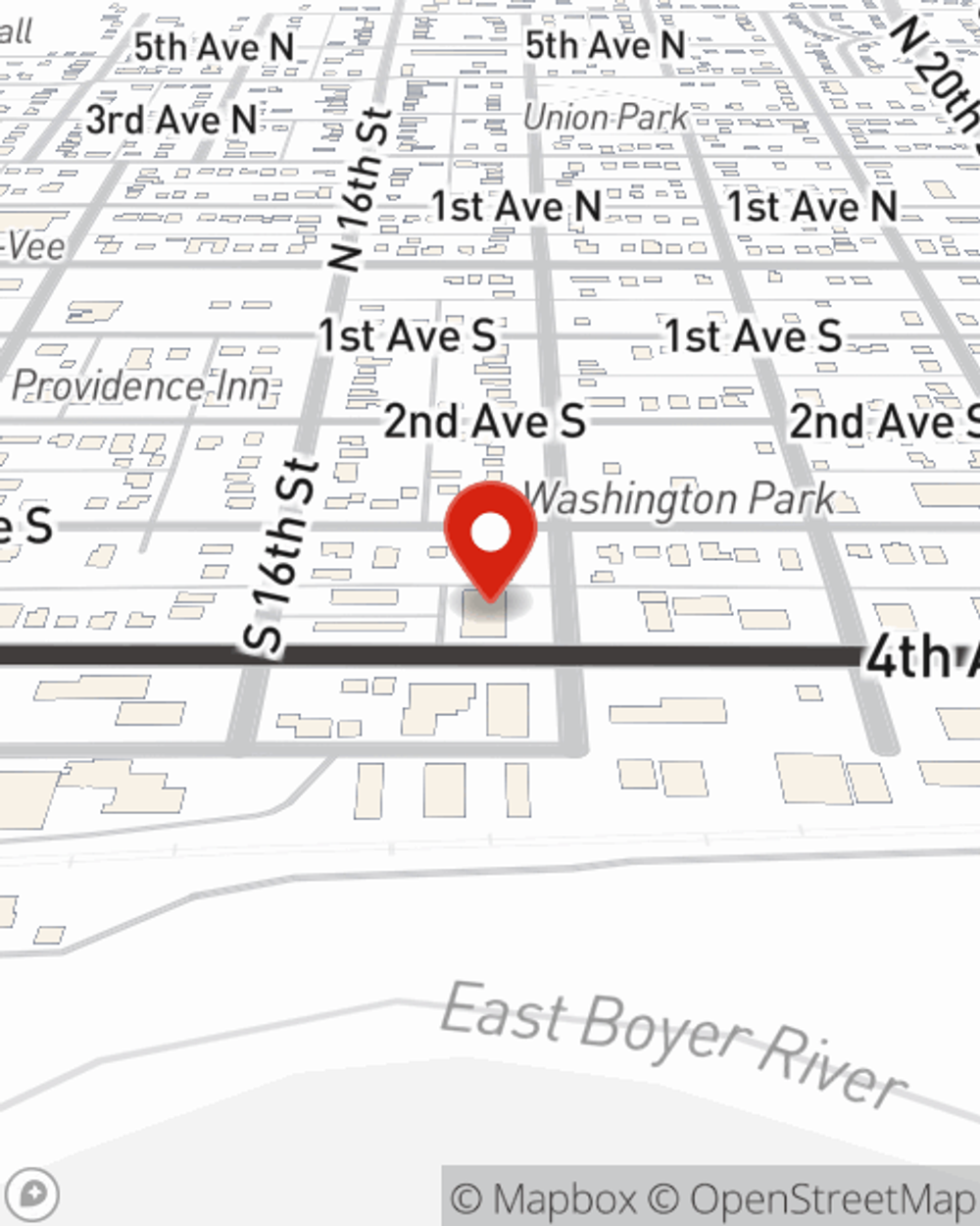 Map showing State Farm Agent Trevis Beeck's office at 1624 4th Avenue South, Denison, IA