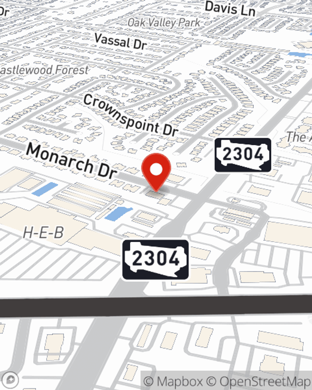 Map showing State Farm Agent Ross Renshaw's office at 2015 Monarch Drive Suite A, Austin, TX