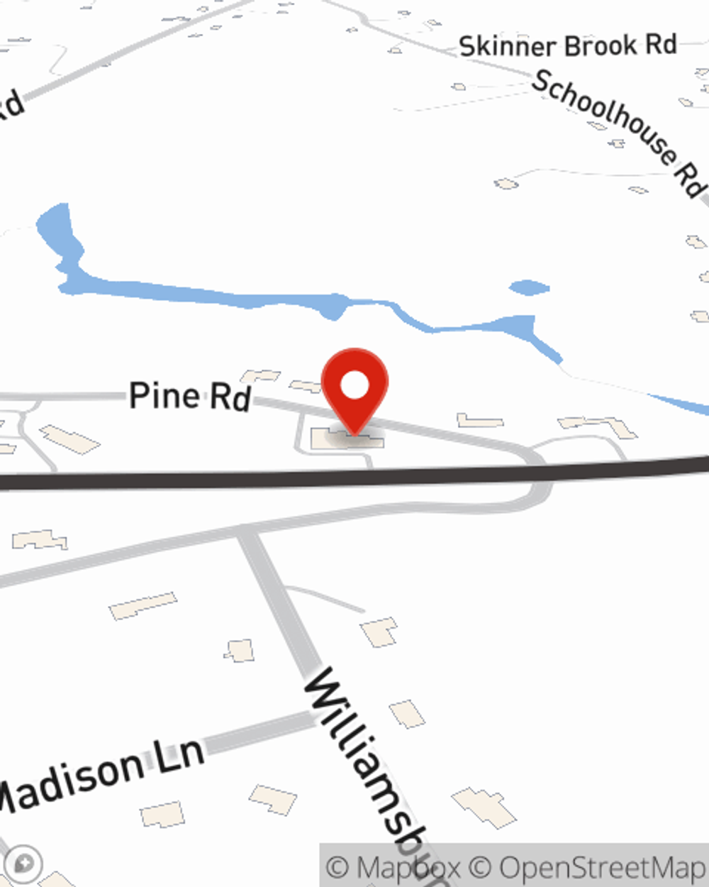 Map showing State Farm Agent Pete Ackerson's office at 294 Route 101 Suite 1 Amherst, NH