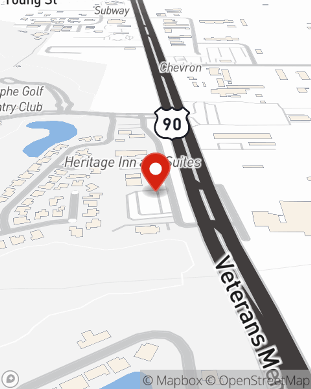 Map showing State Farm Agent Carson Baranik's office at 182 Heritage Parkway, Broussard, LA