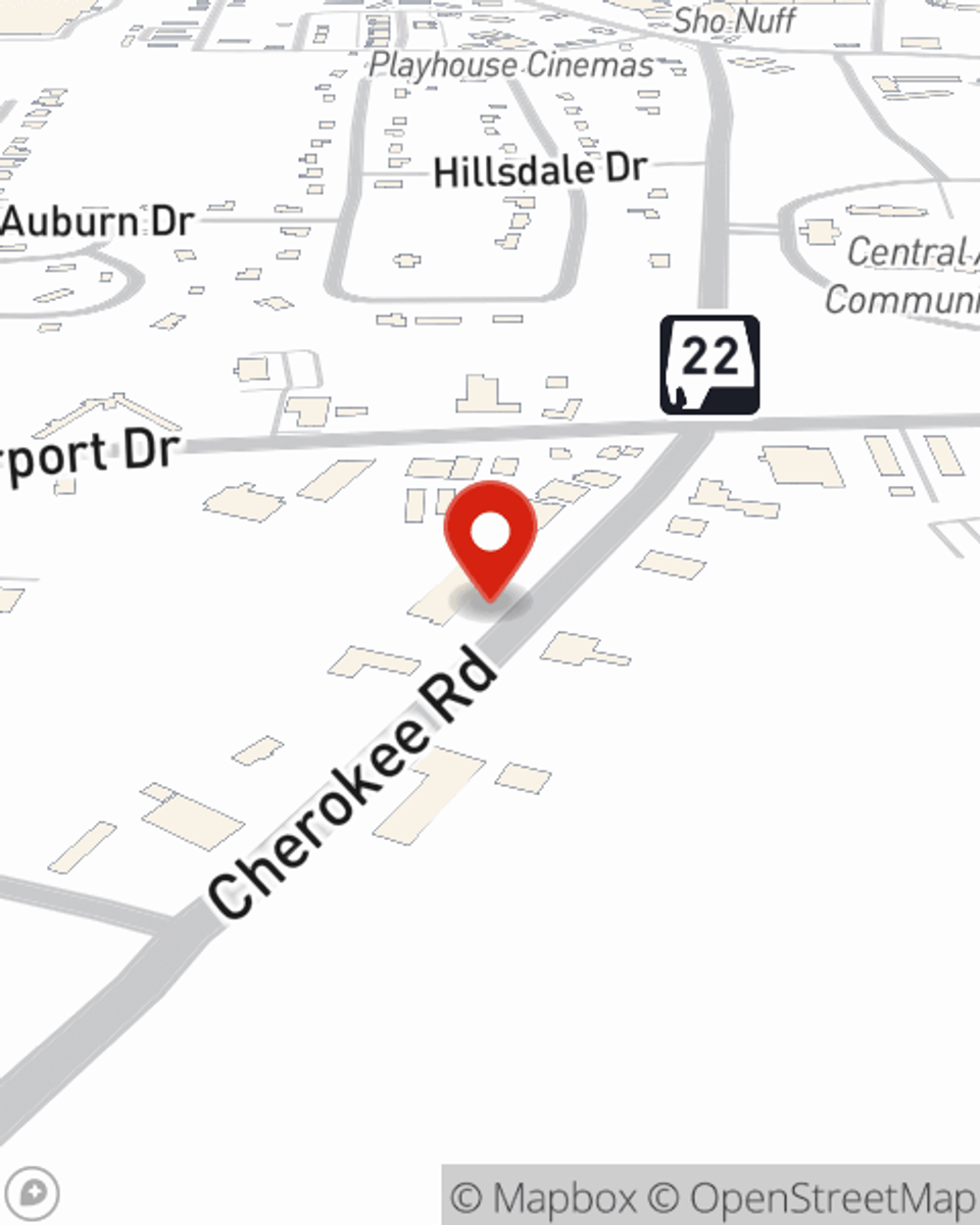 Map showing State Farm Agent Ron Carroll's office at 2048 Cherokee Road, Alexander City, AL