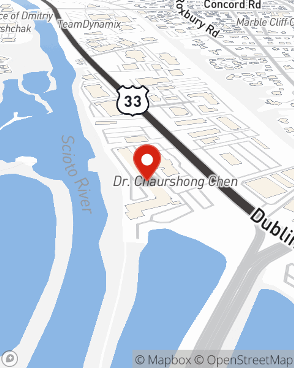 Map showing State Farm Agent Vadim Vinokur's office at 1335 Dublin Road Suite 40A, Columbus, OH