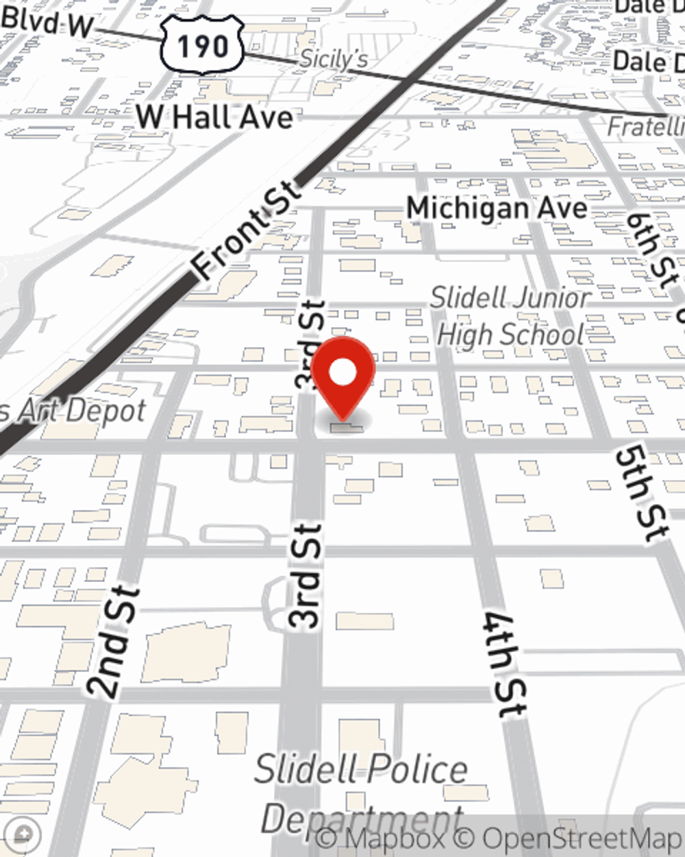Map showing State Farm Agent Grant Gravois's office at 302 Fremaux Ave, Slidell, LA