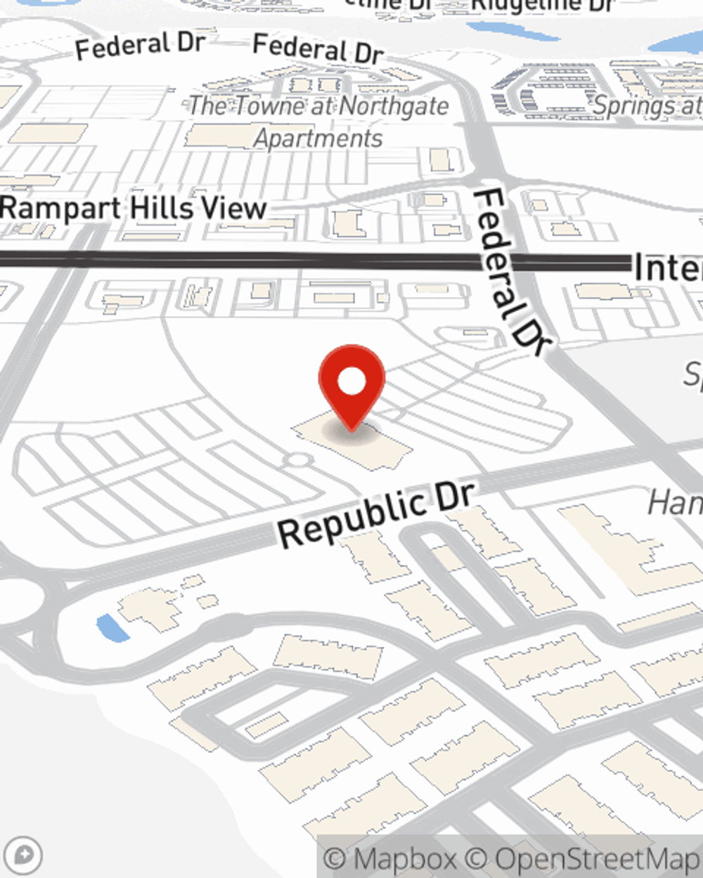 Map showing State Farm Agent Drew Mau's office at 10807 New Allegiance Dr Suite 440 Colorado Springs, CO